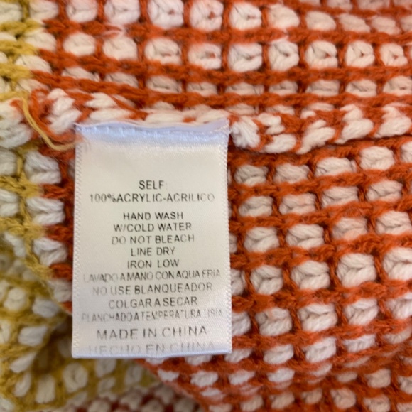 Listicle, women’s boho waffle knit multicolored striped pullover hoodie sweater - Picture 9 of 12